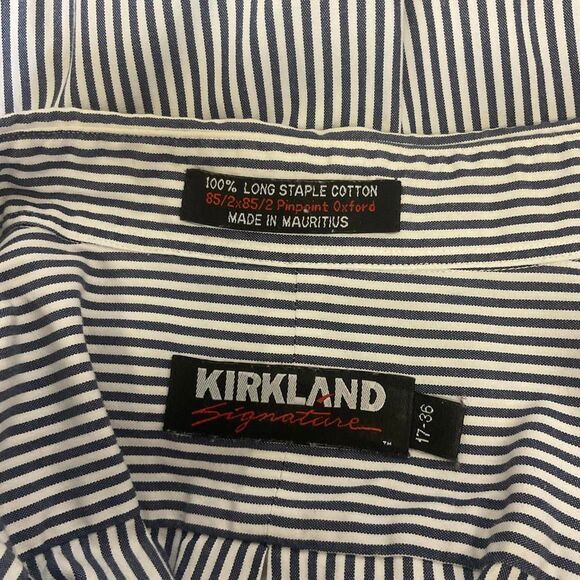 Kirkland Signature Men's Size 17-36 100% Long Staple Cotton Button Down Shirt - Picture 6 of 8